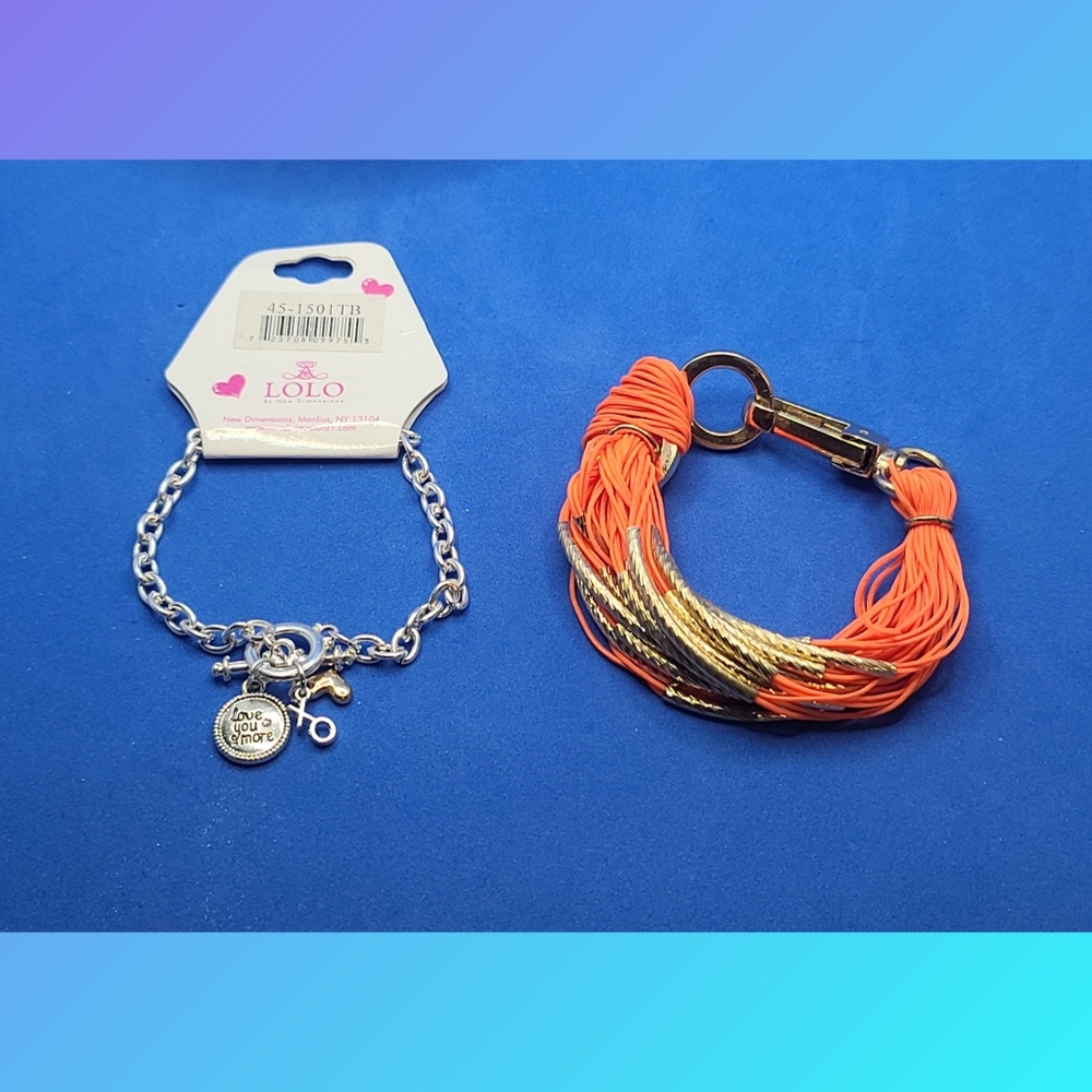 Orange & Gold Bracelet and Love You More Bracelet